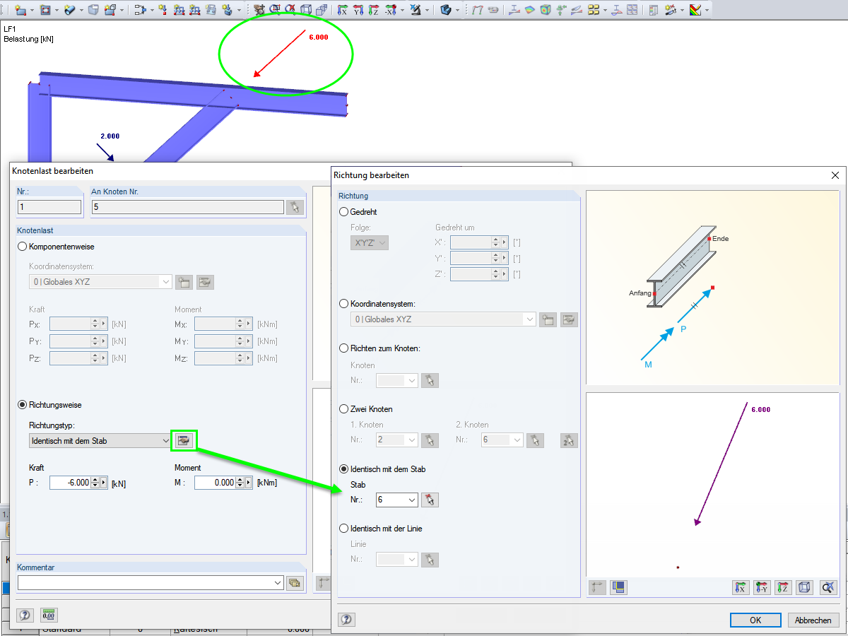 Knotenlasten komponentenweise