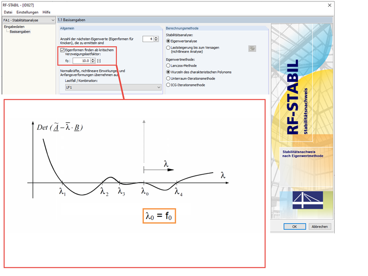 Eigenformen ab kritischem Laststeigerungsfaktor finden