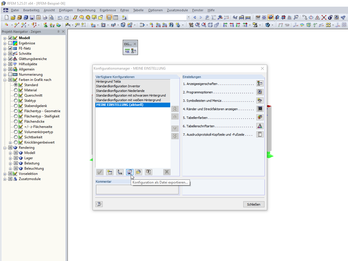 Konfiguration sichern