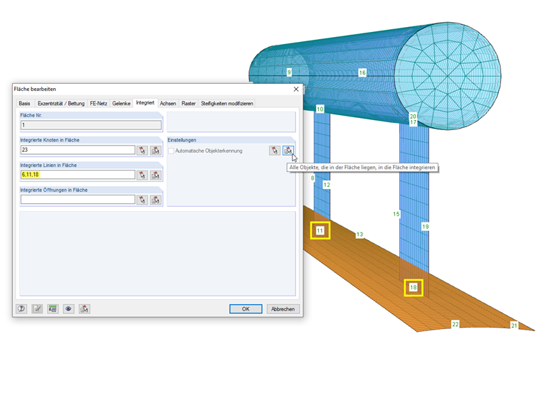 Objekte automatisch in Quadrangelfläche integrieren