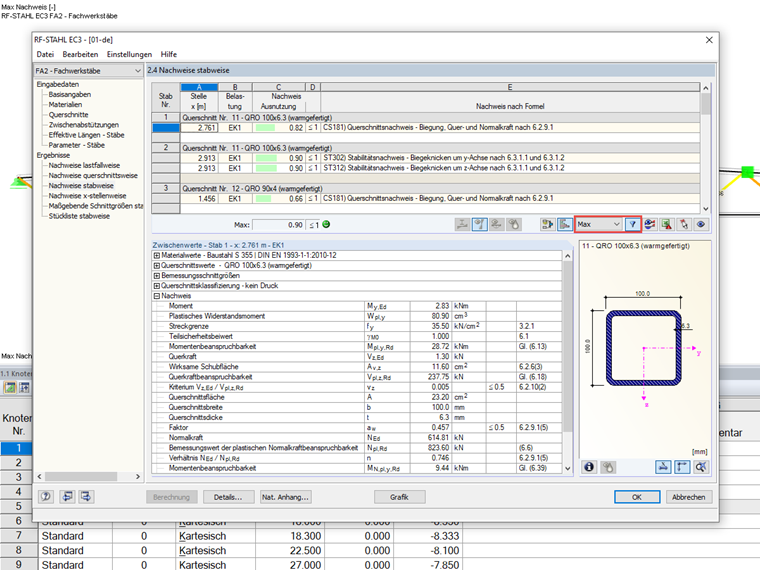 Maximale Nachweise stabweise