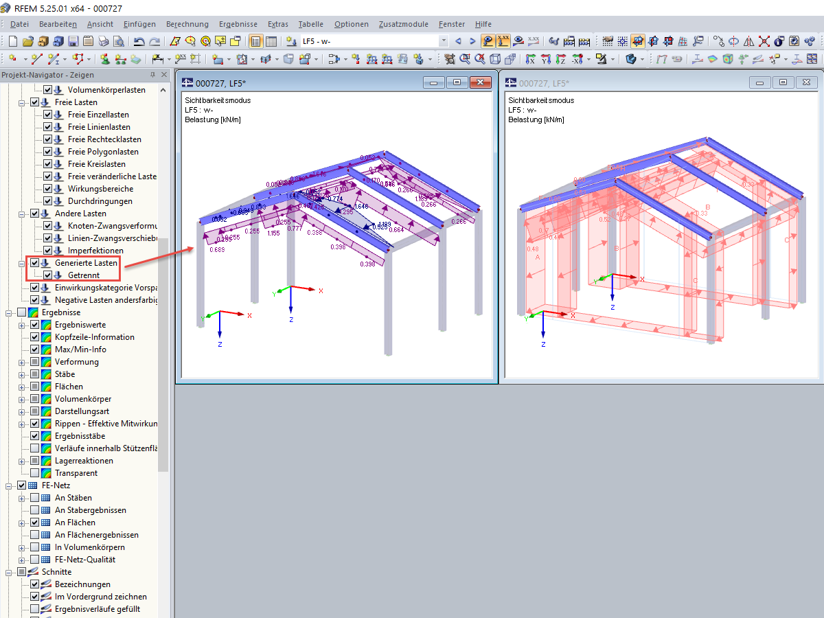 Sichtbarkeitsmodus mit generierten Lasten
