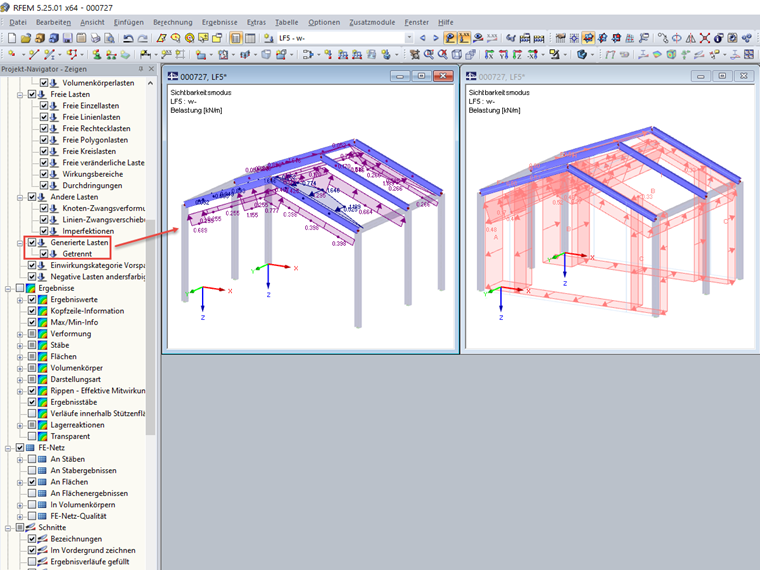 Sichtbarkeitsmodus mit generierten Lasten
