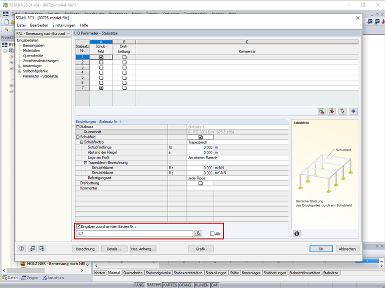 Parameter mehreren Stäben oder Stabsätzen zuordnen