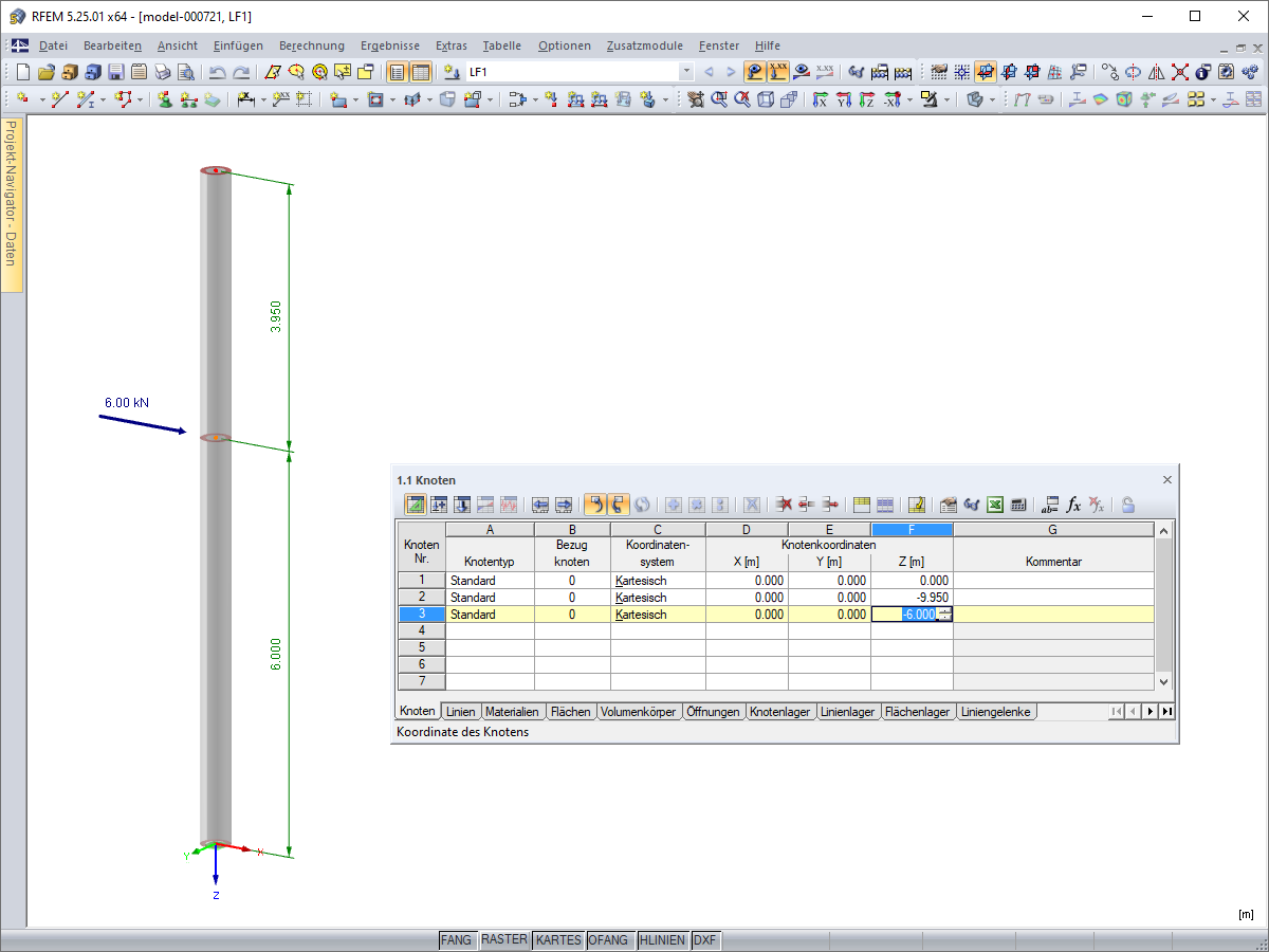 Z-Koordinate eines Stützenknotens