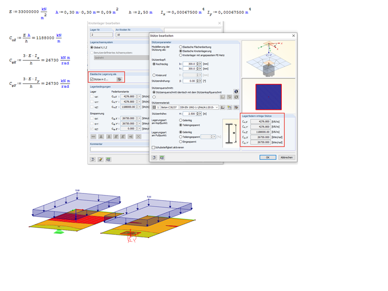 Berechnung der Stützenfedern