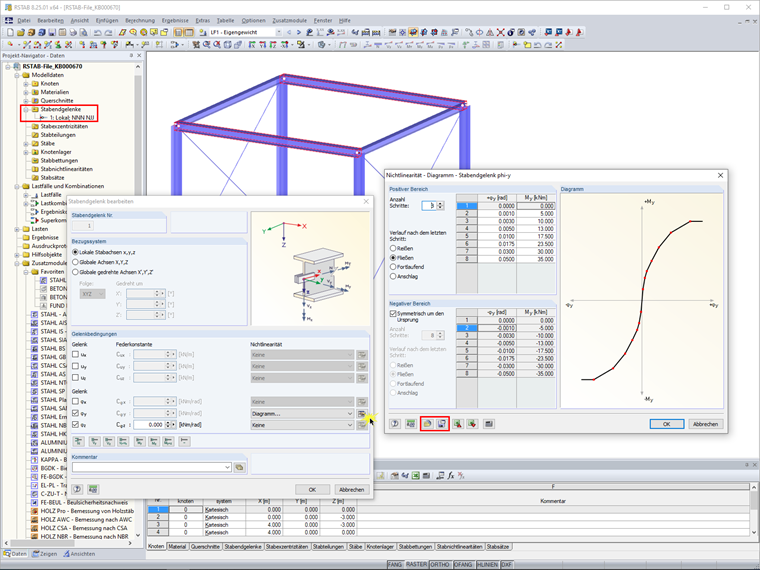 Speichern und Einlesen von Diagrammen für Stabendgelenke