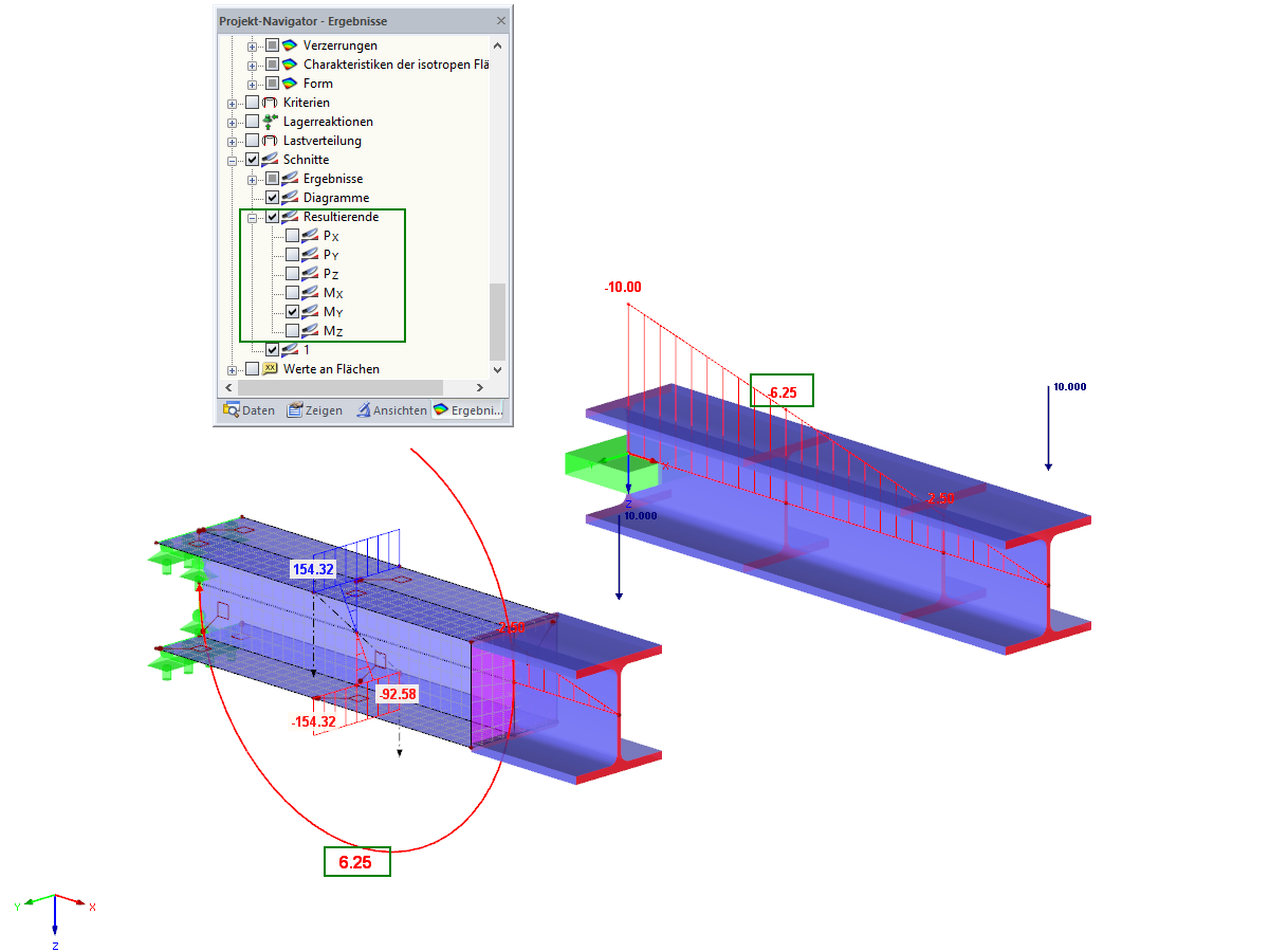 Resultierende Schnittgröße in einem Schnitt