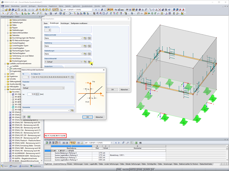 Modellierung eines Betonschachtes mit Querkraftdübeln