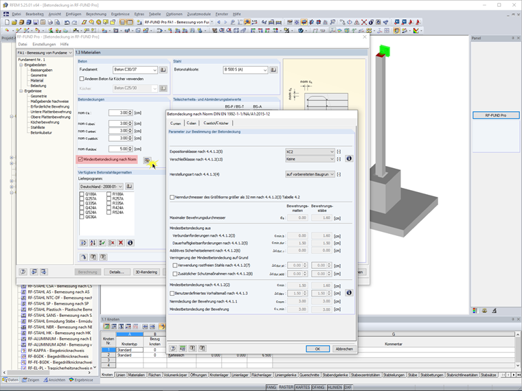Einstellen der Betondeckung gemäß EN 1992-1-1