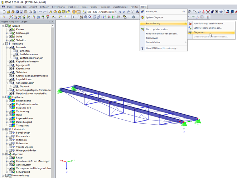 Informationen zur aktuell verwendeten Lizenz