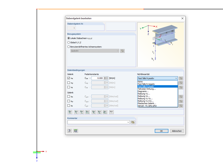 Normalkraftgelenk für Druckkräfte