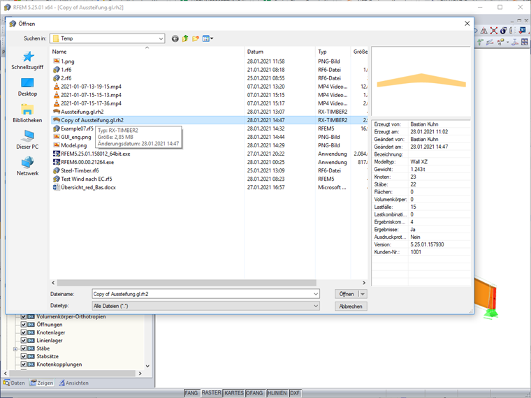 RX-HOLZ-Position in RFEM 5 oder RSTAB 8 öffnen