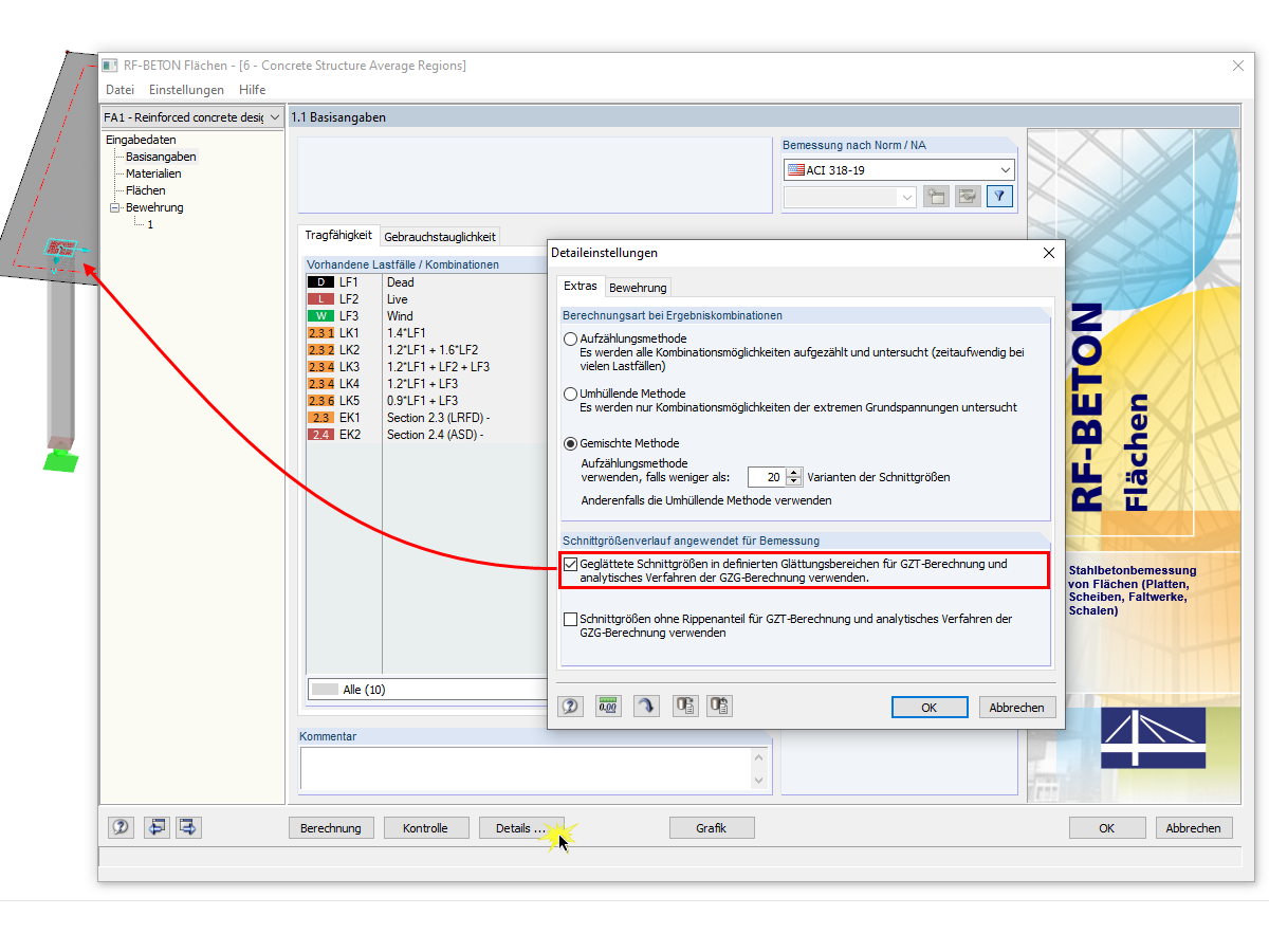Bemessung mit geglätteten Schnittgrößen