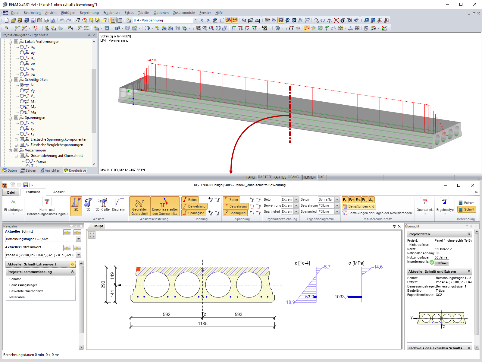 Berechnung einer vorgespannten Hohlplattendecke