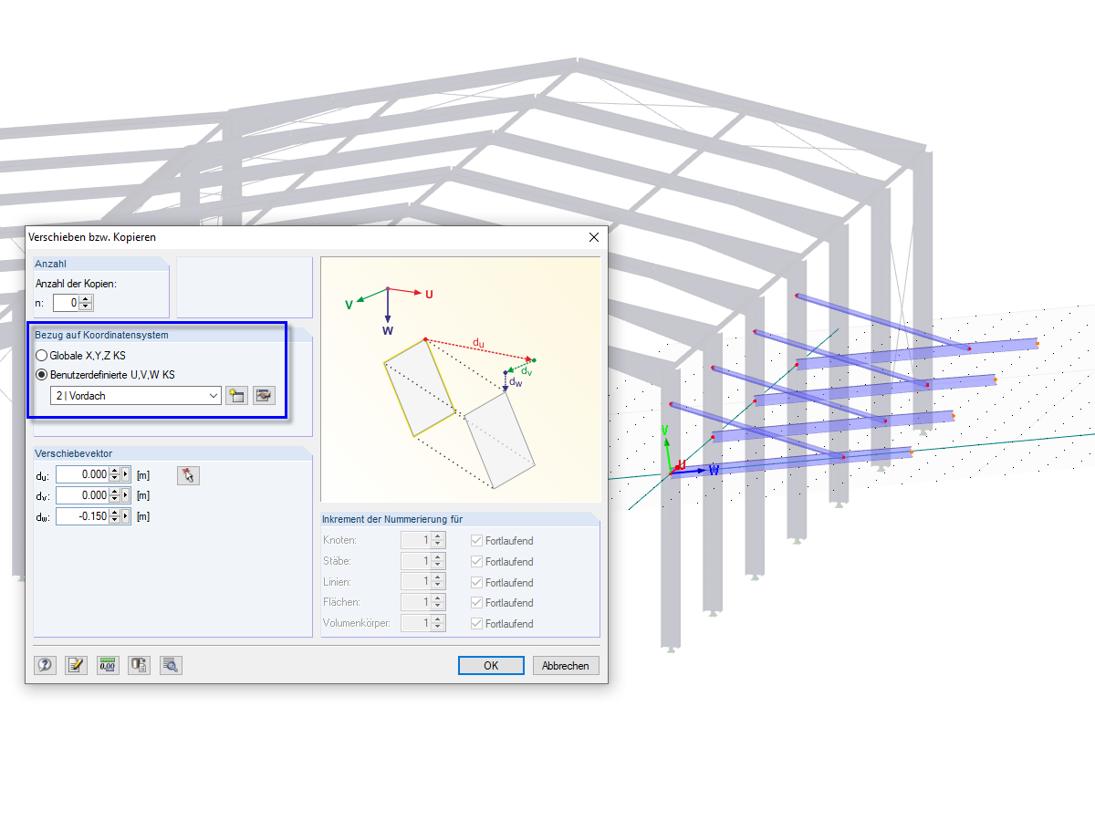 Verschieben und Kopieren im benutzerdefinierten Koordinatensystem