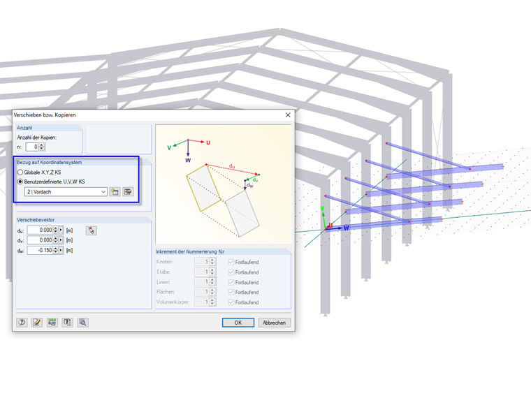 Verschieben und Kopieren im benutzerdefinierten Koordinatensystem