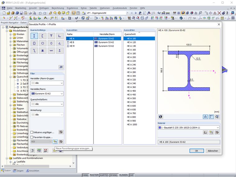 Favoritengruppe in der Querschnittsbibliothek anlegen