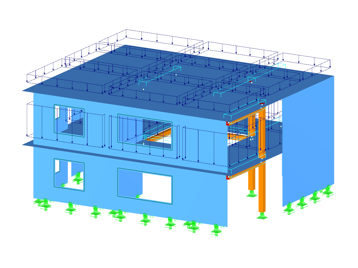 RFEM-Modell eines Holz-Wohnhauses