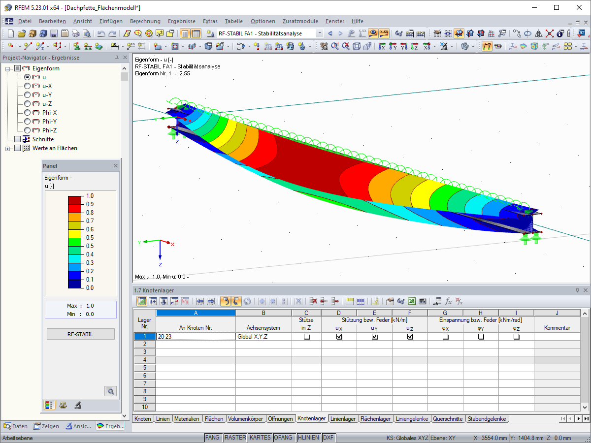 Eigenform und Verzweigungslastfaktor in RF-STABIL