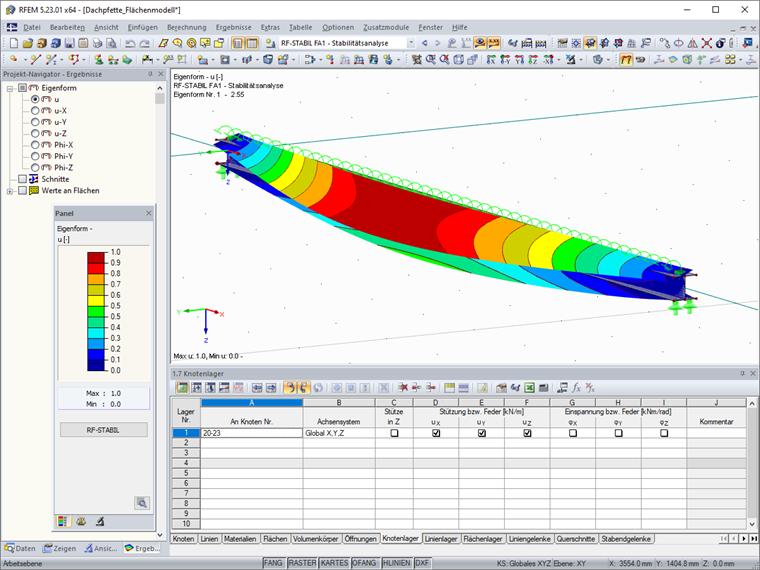 Eigenform und Verzweigungslastfaktor in RF-STABIL