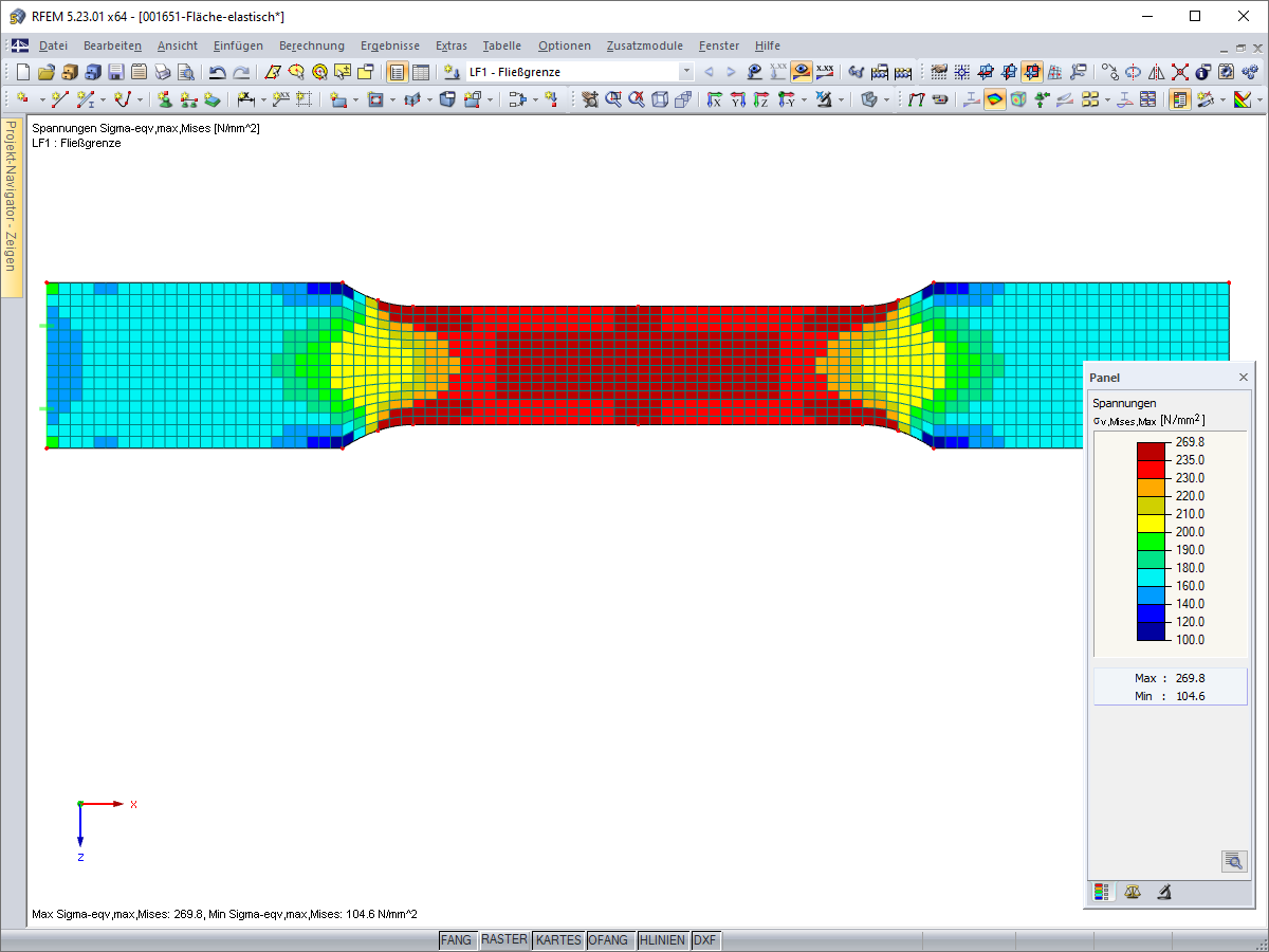 Vergleichsspannungen bei Materialmodell isotrop linear-elastisch
