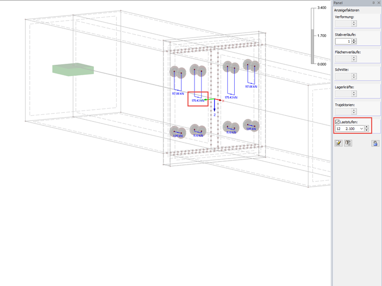 Auswertung der Schraubenkräfte