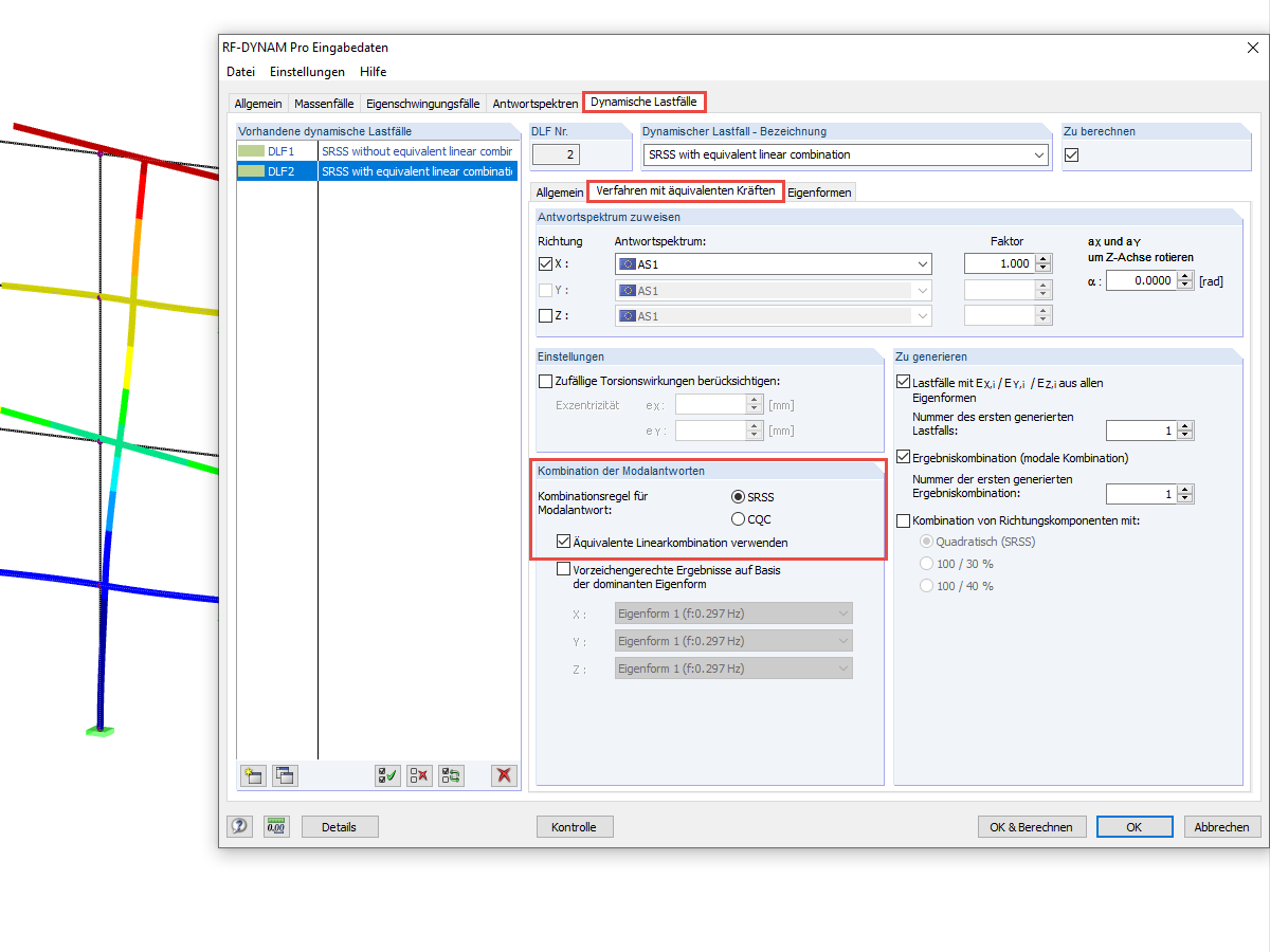 Aktivierung der äquivalenten Linearkombination in RF-/DYNAM Pro