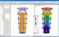 Modell der Konstruktion vom Turm Ester im RFEM-Programm