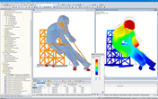 3D-Modell und Verformungsfigur des Edy in RFEM (© sblumer ZT GmbH)