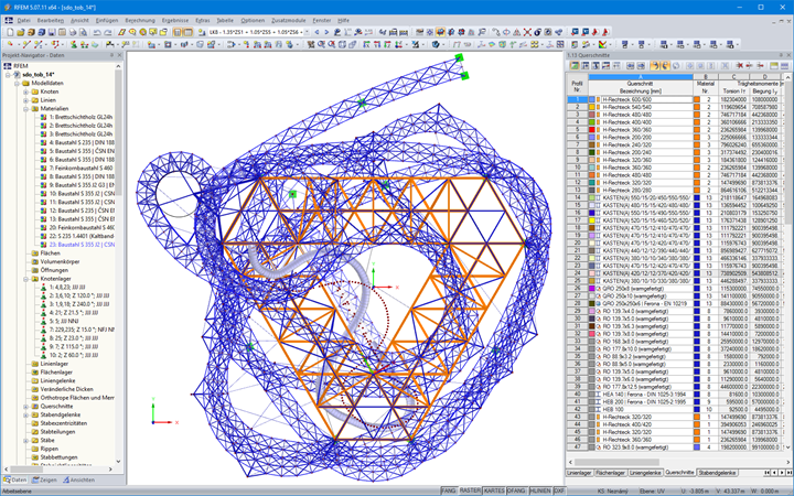 RFEM-Modell des Sky Walk - Ansicht von oben