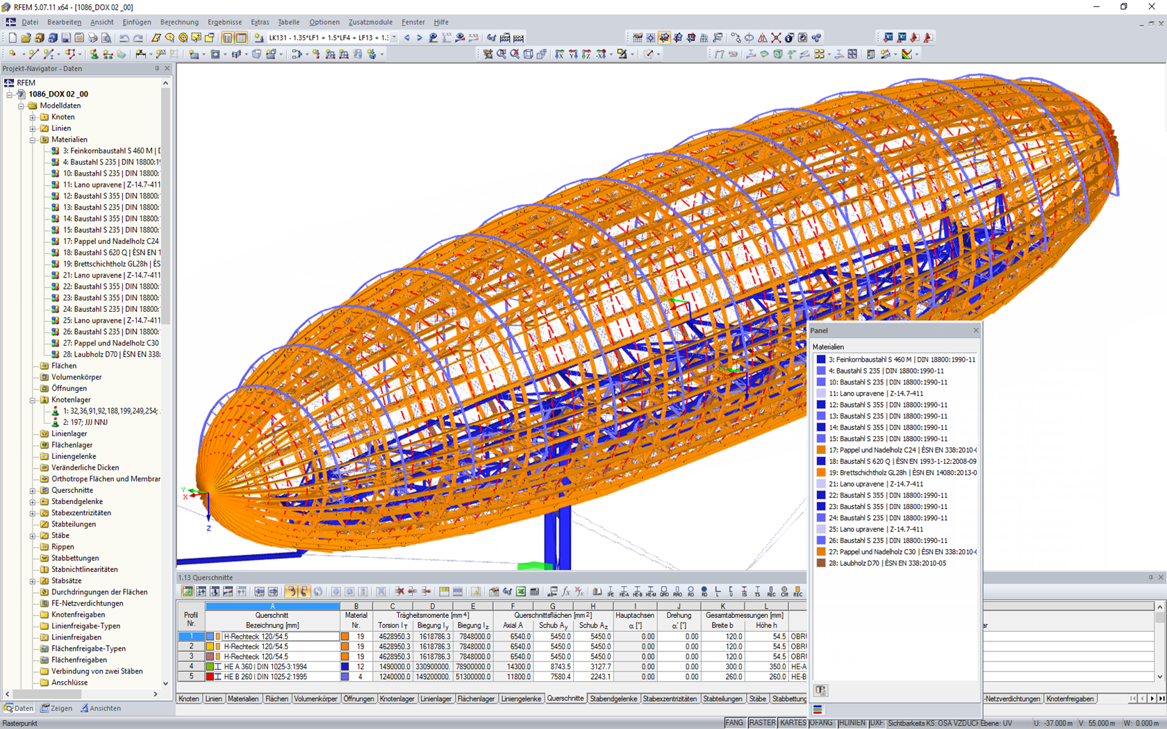 RFEM-Modell des Zeppelins aus Holz und Stahl (© Ing. Šrůtek)