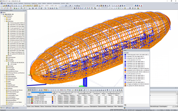 RFEM-Modell des Zeppelins aus Holz und Stahl (© Ing. Šrůtek)