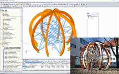 3D-Modell und Foto vom Seilspielgerät „Globe“ (© Screenshot: Dipl.-Des. Heinz Bornemann, Bad Bentheim / © Bild: Berliner Seilfabrik)