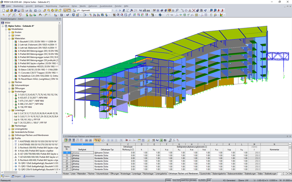 3D-Modell vom Gebäude A in RFEM (© DBC AS)