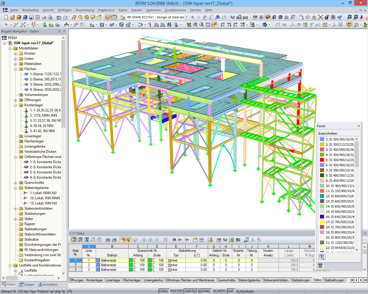 RFEM-Modell der Stranggussanlage mit Erweiterung (© IB Mauss)