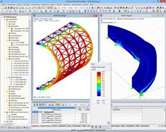 Modelle der Rundung und Treppe mit Ergebnissen in RFEM (© osd GmbH & Co. KG)