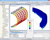 Modelle der Rundung und Treppe mit Ergebnissen in RFEM (© osd GmbH & Co. KG)