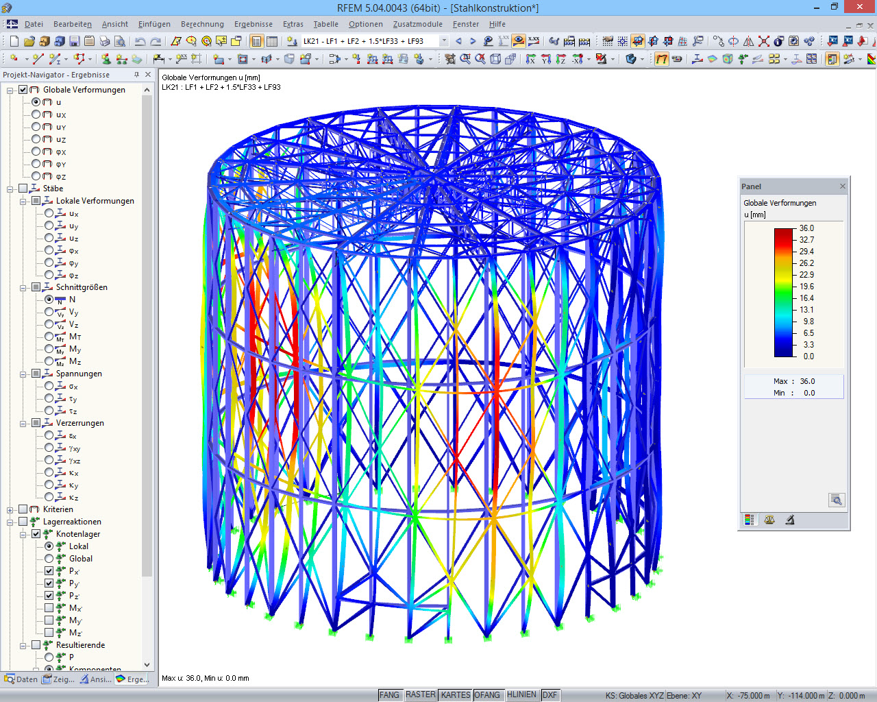 3D-Modell mit Verformungen in RFEM (© Knapp)