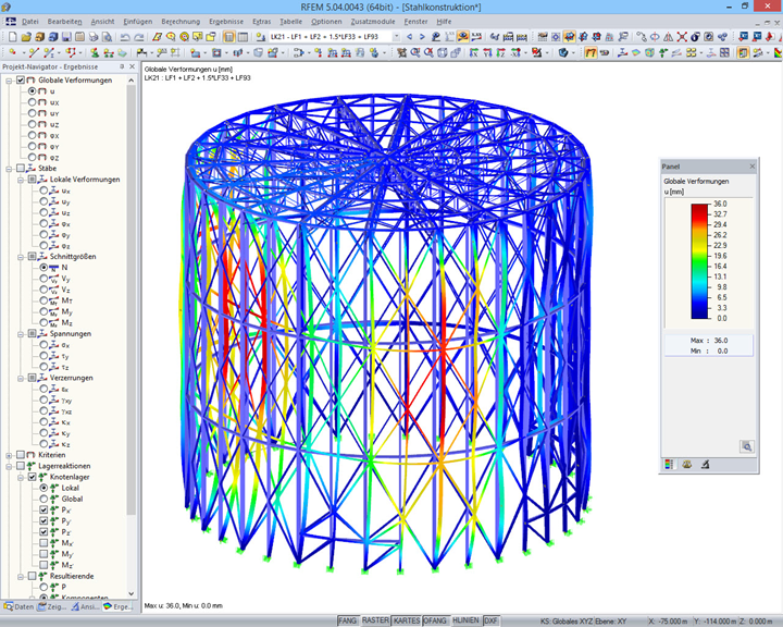 3D-Modell mit Verformungen in RFEM (© Knapp)
