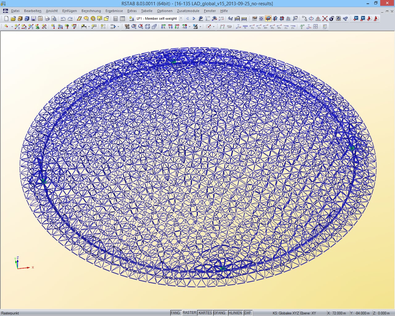 Räumliches Modell der Kuppel des Louvre Abu Dhabi in RSTAB (© Waagner-Biro)