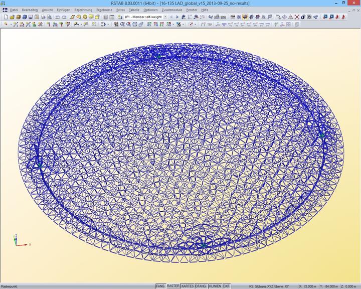 Räumliches Modell der Kuppel des Louvre Abu Dhabi in RSTAB (© Waagner-Biro)