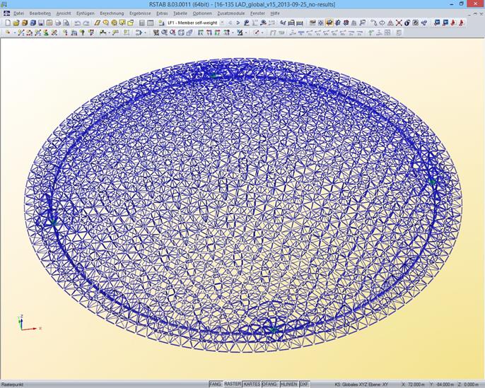Räumliches Modell der Kuppel des Louvre Abu Dhabi in RSTAB (© Waagner-Biro)