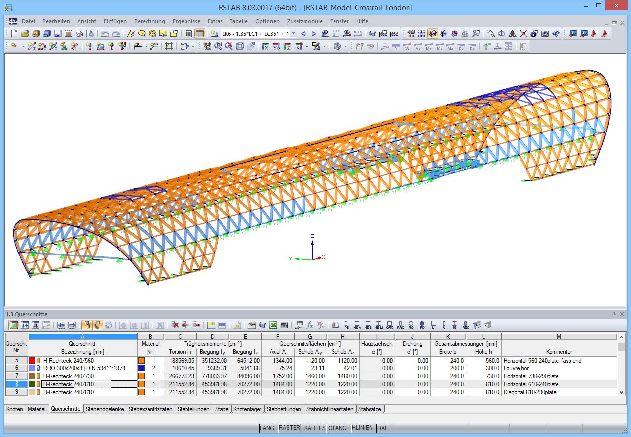 RSTAB-Modell der Crossrail Station Canary Wharf (© WIEHAG)
