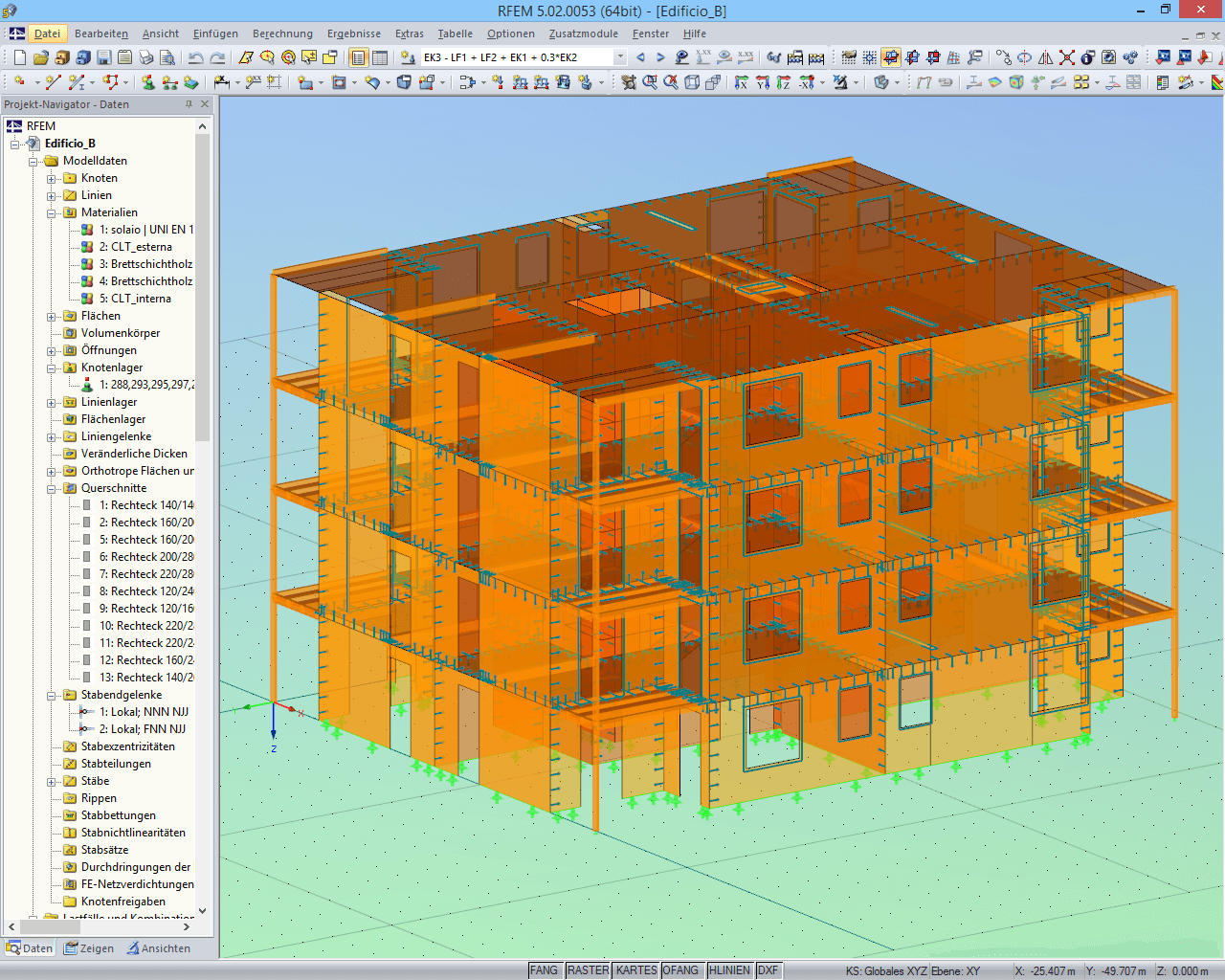 Modell von Wohnkomplex B in RFEM (© Rubner)