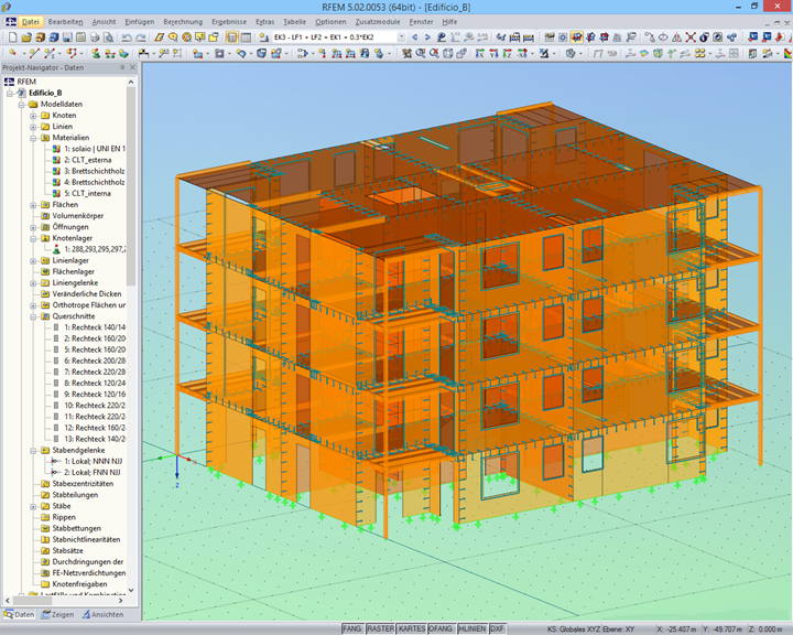 Modell von Wohnkomplex B in RFEM (© Rubner)