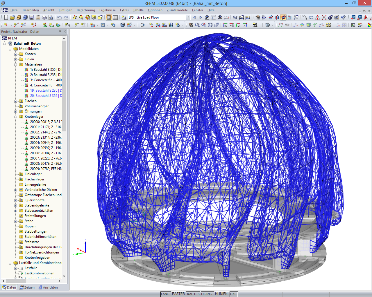 RFEM-Modell der Stahl- und Betonkonstruktion (© Josef Gartner GmbH)