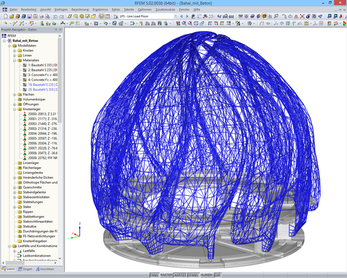 RFEM-Modell der Stahl- und Betonkonstruktion (© Josef Gartner GmbH)
