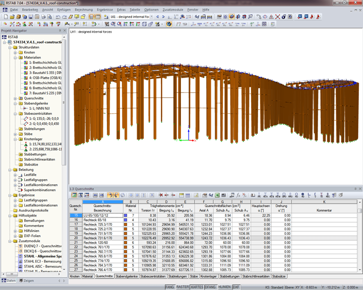 RSTAB-Model der Holz-Fassade (© pbb)