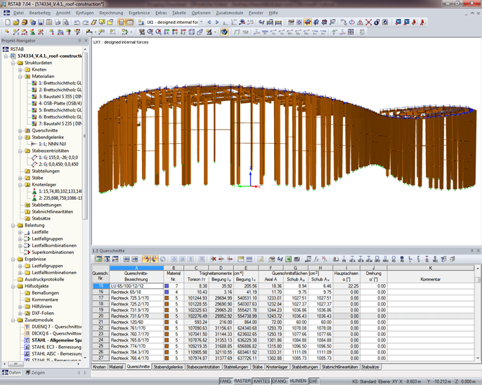 RSTAB-Model der Holz-Fassade (© pbb)